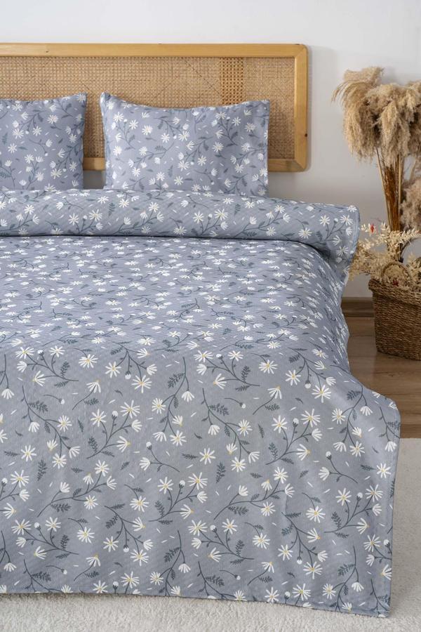 Gri Papatyalar Çift Kişilik Baskılı Pike 200 x 220 cm - Image 1