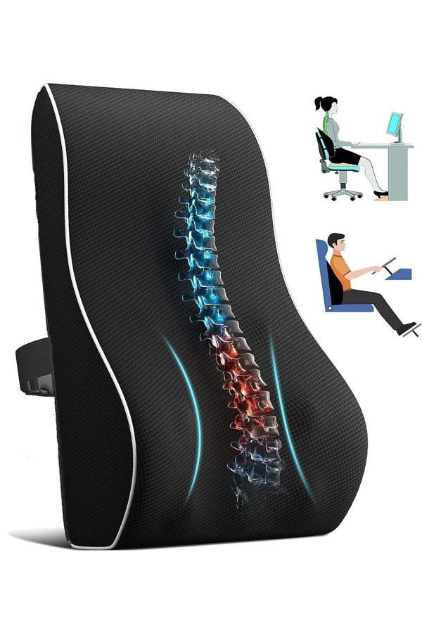 Pillowart Hafızalı Köpük Sırt Yastığı -Ofis Ve Araba Koltuğu İçin Ergonomik Arka Elastik Yastık - Image 1