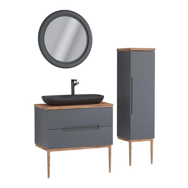 Ubm Monarc 100 Cm Lake Banyo Dolabı Antrasit - Image 1