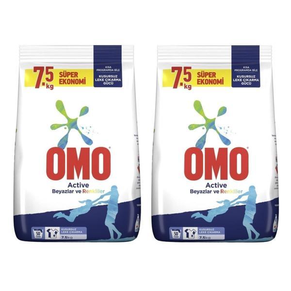 Omo Active Renkliler & Beyazlar Toz Çamaşır Deterjanı 7.5 kg x 2 Adet  - Image 1