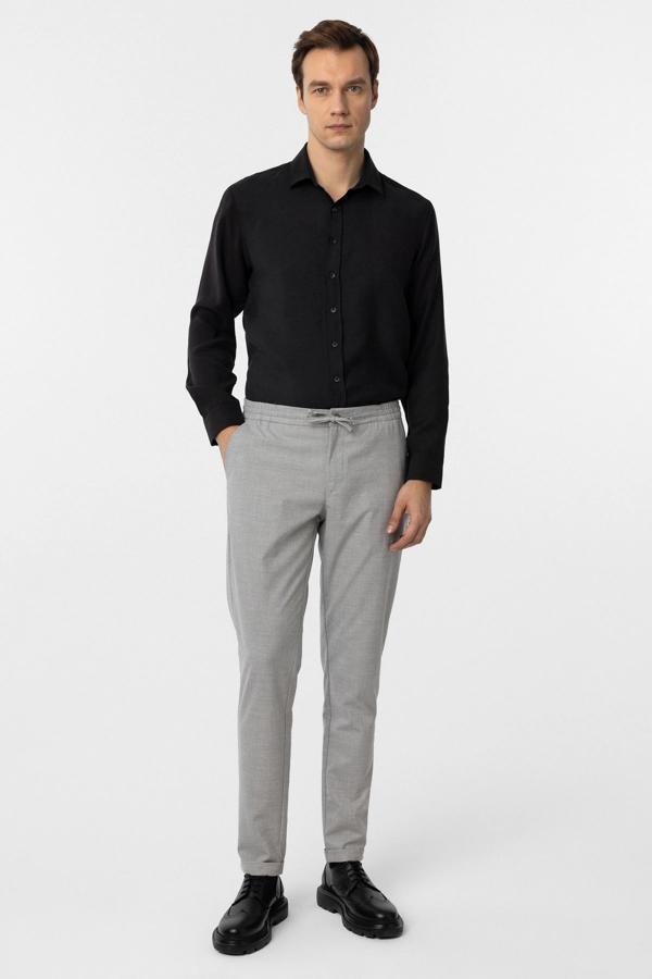 Süvari Slim Kalıp Gri Bağcıklı Jogger Pantolon - Image 1