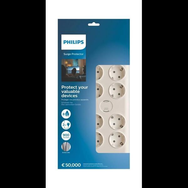Phılıps Spn7080wa/62, 8 Soket, Akım Korumalı Priz, 900 Joules, 2mt Örgülü Kablo, (beyaz) - Image 1