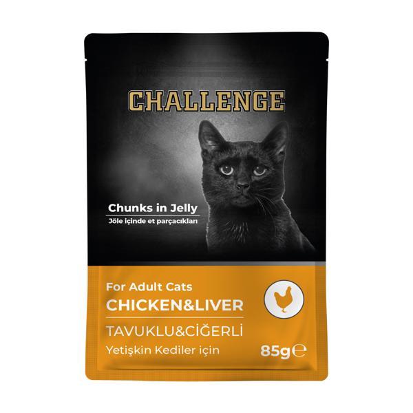 Challenge Pouch Tavuklu Ciğerli Yetişkin Kedi Yaş Mama 85gr - Image 1