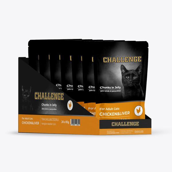 Challenge Pouch Tavuklu Ciğerli Yetişkin Kedi Yaş Mama 85grx24ad - Image 1