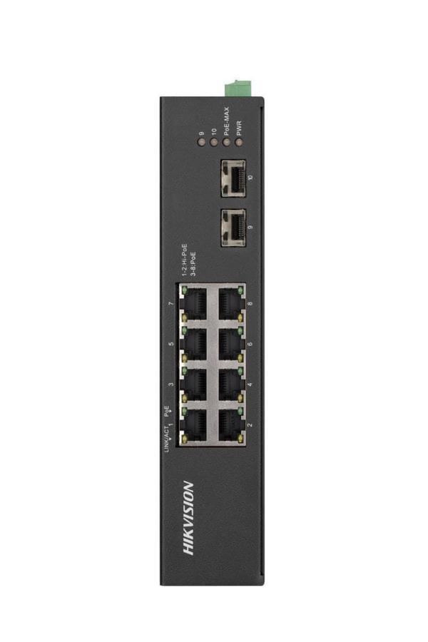 Hikvision DS-3T0510HP-E/HS 8 Port 2xRJ4 Yönetilmez Endüstriyel Gigabit PoE Switch - Image 1