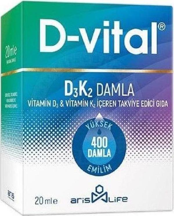 Aris Life D Vital D3 K2 Vitamin D3 ve Vitamin K2 Damla - Image 1