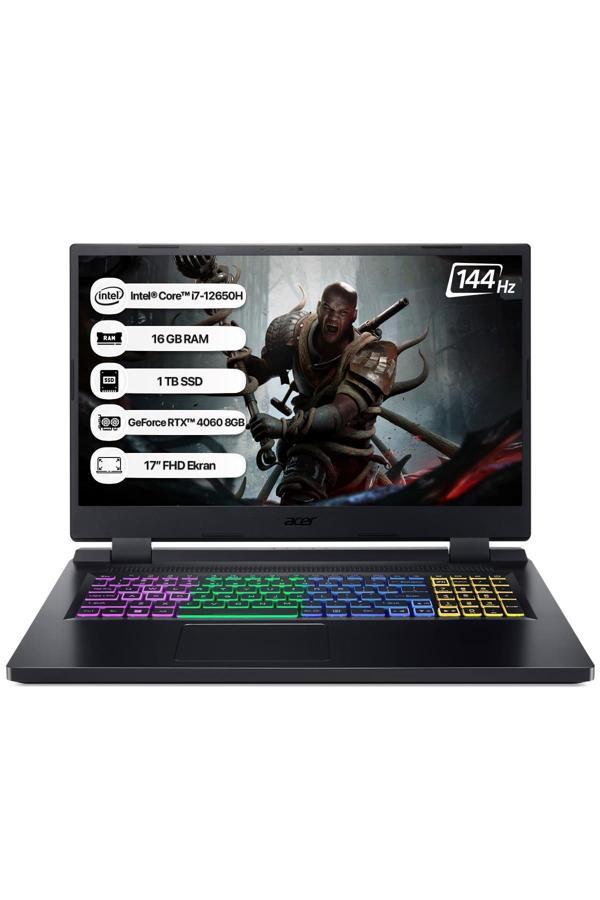 Acer Nitro 5 AN517-55 i7 12650H 16GB 1TB SSD RTX4060-8GB Dos 17.3" 144Hz Taşınabilir Bilgisayar NH.QLFEY.004 - Image 1
