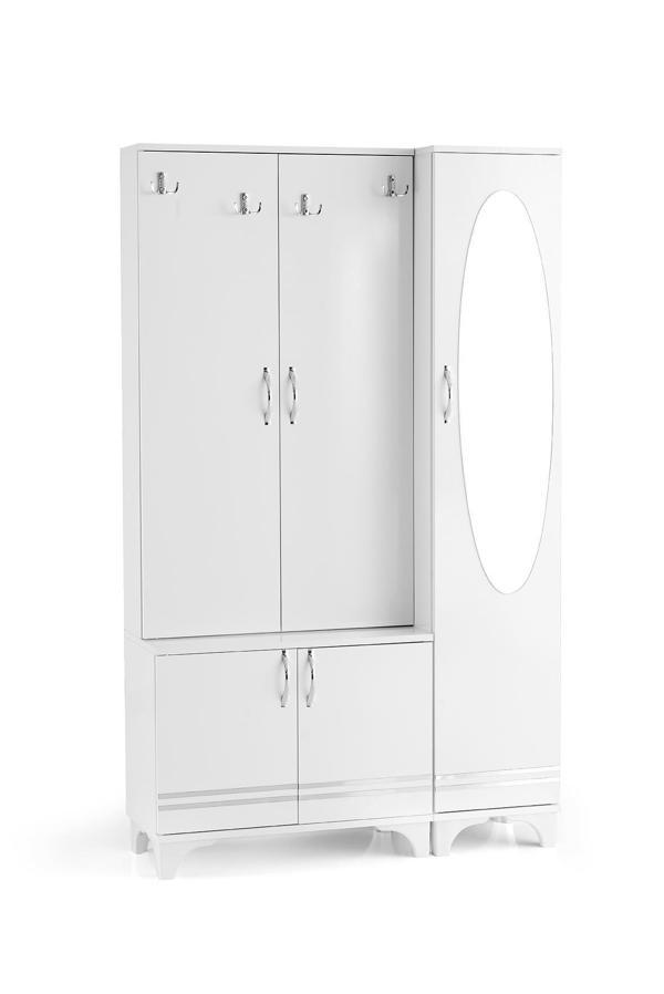 Rüya Aynalı Askılıklı Raflı Ayakkabılık Portmanto 112x35x190cm - Image 1