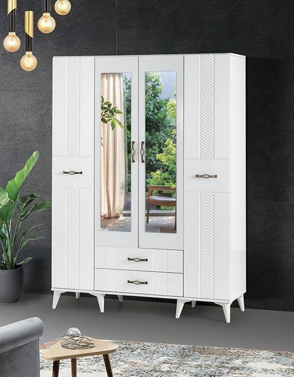 Tuğçe Membran 4 Kapılı Gardrop Elbise Dolabı 145x47x200cm - Image 1