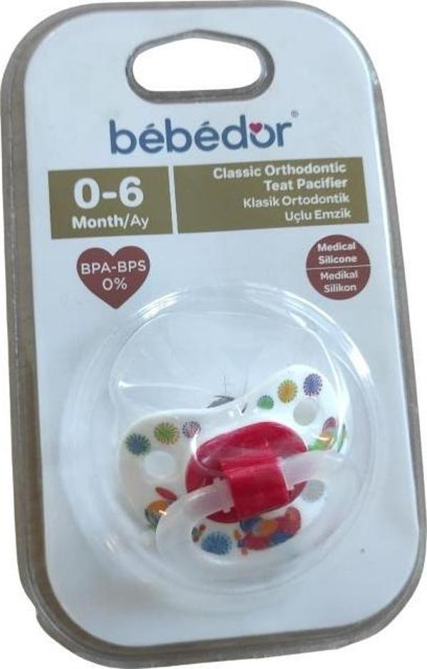 Bebedor Klasik Ortodontik Uçlu Desenli Damaklı Emzik 0-6 Ay - Image 1