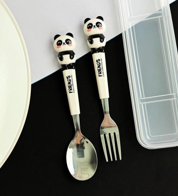 Sevimli Hayvan Panda Çocuklar İçin Çatal Kaşık Seti - Image 1