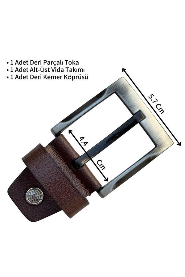 4.5 cm. Yedek Kemer Tokası Vidalı Hakiki Deri Kahverengi - Image 1