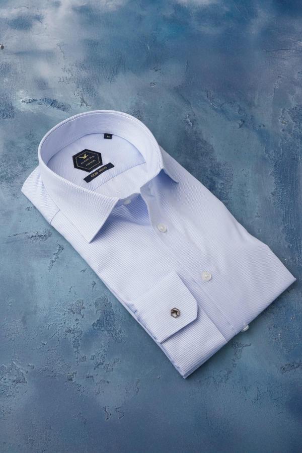 Slimfit %100 Pamuk Premium Serisi İnce Çizgili Gömlek - Image 1