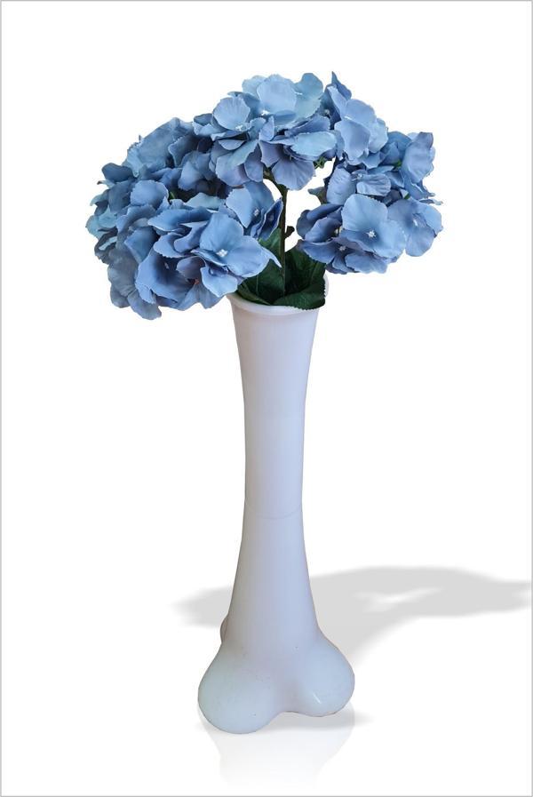 Uzun Eşsiz Nefis 60 cm Sert Plastik Dengeli Devrilmez İnce Vazo 50 cm Büyük Mavi Ortanca Yapay Çiçek - Image 1