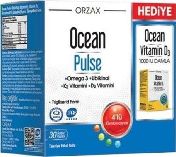 Orzax Ocean Pulse 30 Softjel Kapsül & Ocean Vitamin D3 1000 IU 50 ml Damla - Image 1