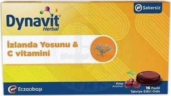 Dynavit Herbal İzlanda Yosunu Ve C Vitamini İçerikli 16 Adet Pastil - Image 1