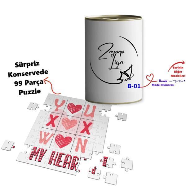 Kişiye Özel İsimli 99 Parça Romantik Puzzle Konservesi B Serisi - Image 1