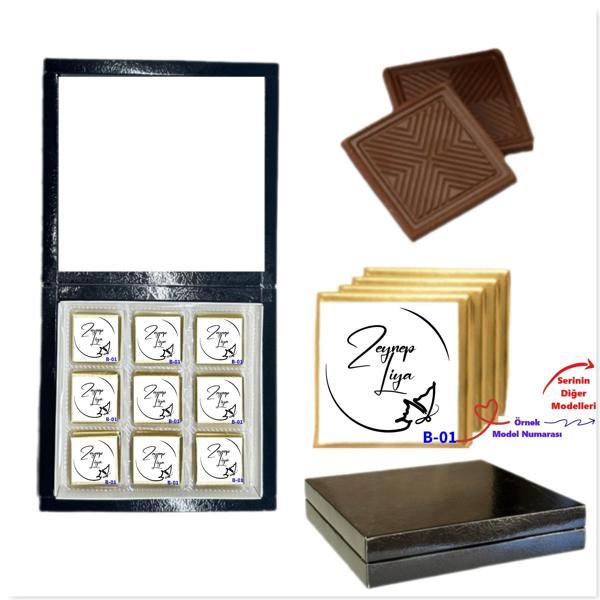 Kişiye Özel İsim Yazılı S,yah Çikolata Kutusu, İsimlere Özel B Serisi - Image 1