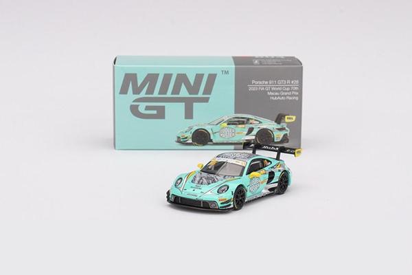 Mini GT 804 Porsche 911 GT3 R #28 HubAuto Racing 2023 FIA GT World Cup 70th Macau Grand Prix 1/64 - Image 1