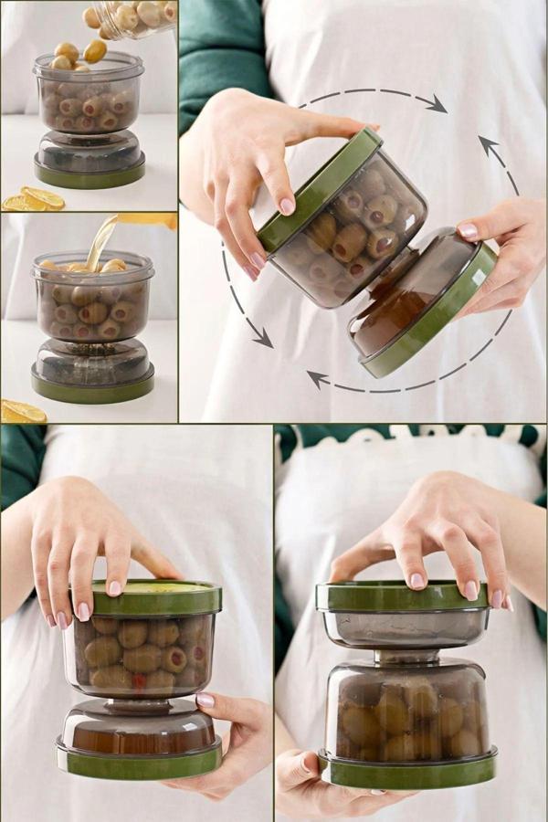 Porsima 02 1391 Kum Saati Süzgeçli Zeytinlik - 2 li Zeytin Turşu Saklama Kabı Şeffaf - Image 1