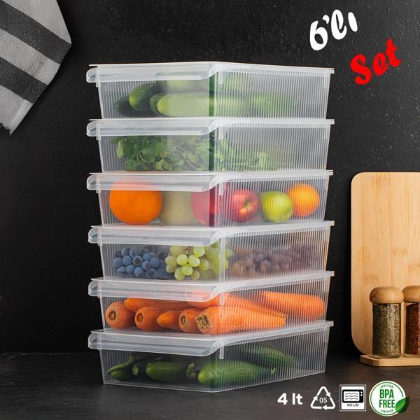 Porsıma 3183 Buzdolabı Duzenleyıcı 4 Lt Seffaf Kapaksız 6 Adet 4308 6 Adet Kapak - Image 1