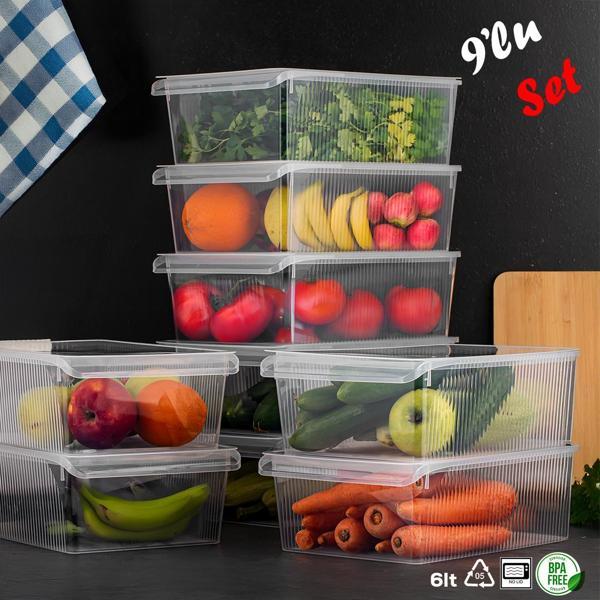Porsıma 3184 Buzdolabı Duzenleyıcı 6 Lt Seffaf Kapaksız 9 Adet 4308 9 Adet Kapak - Image 1