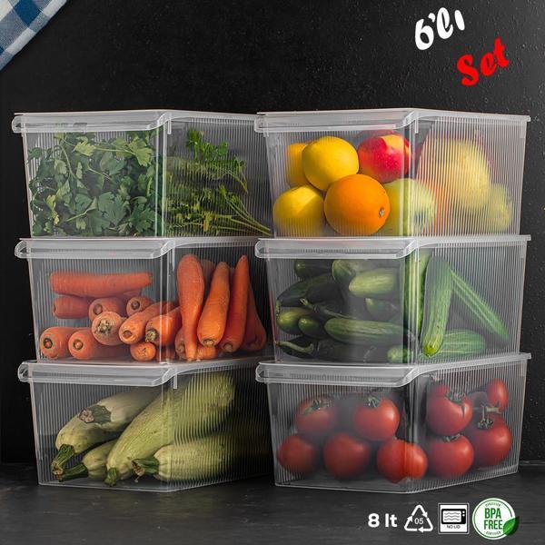Porsıma 3185 Buzdolabı Duzenleyıcı 8 Lt Seffaf Kapaksız 6 Adet 4308 6 Adet Kapak - Image 1