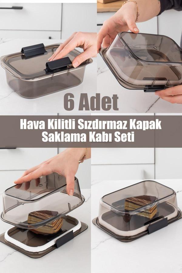Porsima 6'lı Kuru Gıda Erzak Saklama Kabı - Meyve & Sebze Saklama Kabı Seti - Kapaklı Beslenme Kabı - Image 1