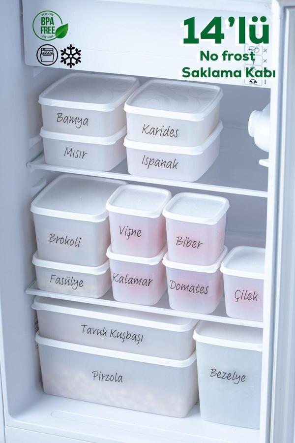 Porsima Çok Amaçlı -20 C Derin Dondurucu Saklama Kabı Seti 14'lü Set - Image 1