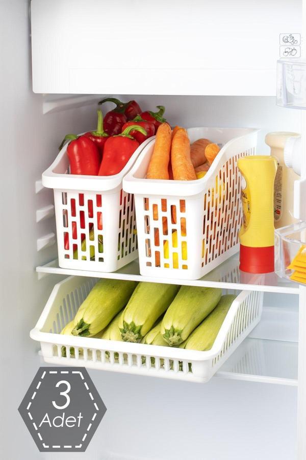 Porsima Complie 3 lü Çok Amaçlı Buzdolabı İçi Düzenleyici Sebze Meyve Organizer Sepet - Image 1