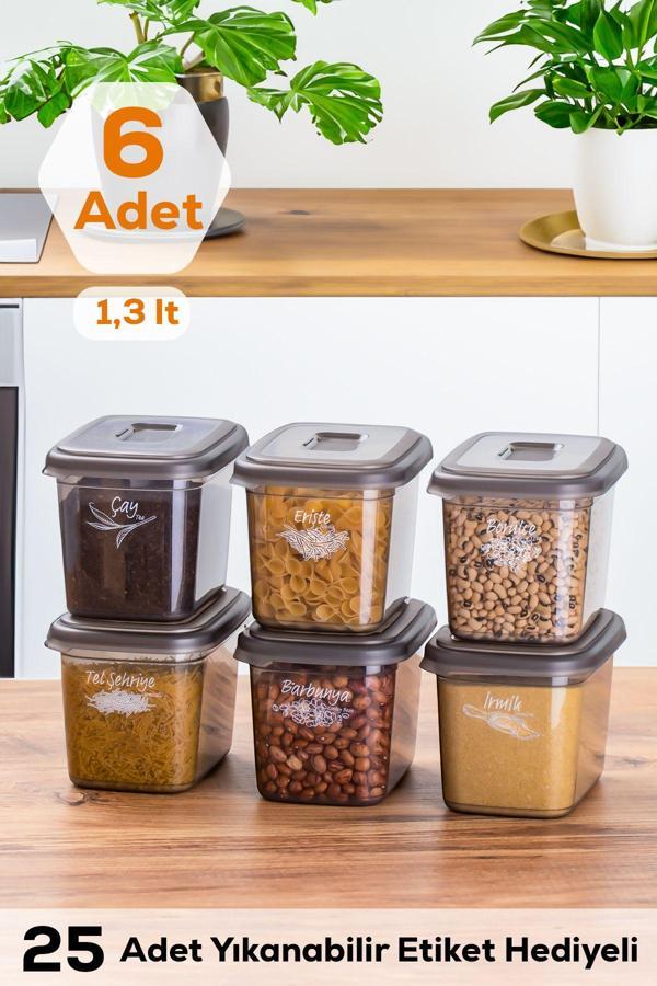 Porsima Diamond 1,3 Litre 6 lı Saklama Kabı - Bakliyat Saklama Kabı - Erzak Saklama Kabı Seti - Image 1