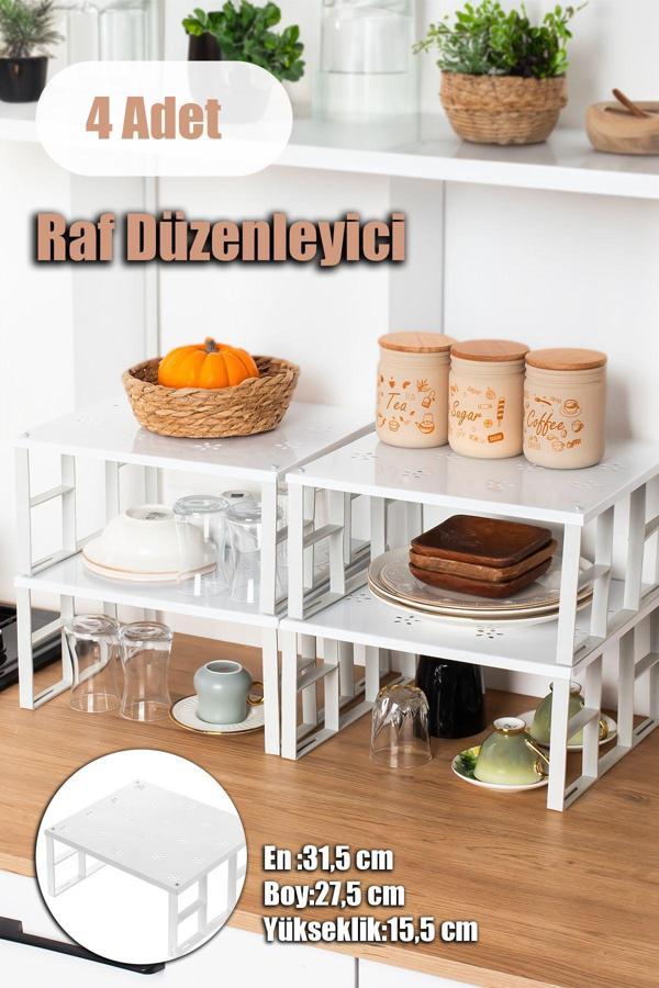 Porsima Organizers ORG-01 Dolap İçi Çok Amaçlı 15,5x27,5x31,5 Cm 4lü Raf Düzenleyici - Image 1
