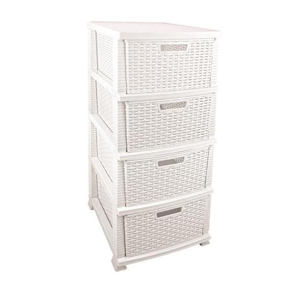 Omnipazar SRL-4002 Rattan Hasır Desen Plastik Komidin Mutfak Sebzelik 4 Katlı - Image 1
