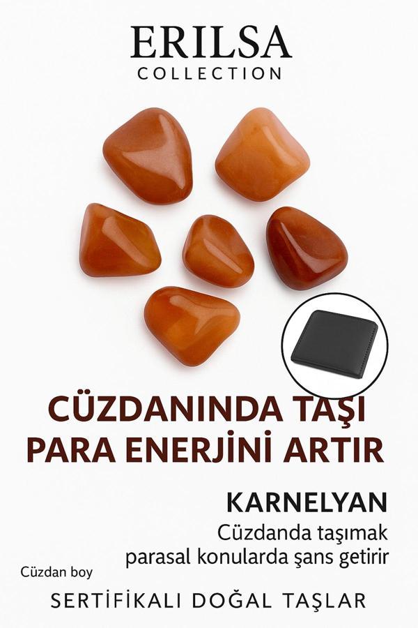 Sertifikalı Cüzdan Boy Tamburlanmış Karnelyan Akik Taşı Kütle - Günlük Enerji ve Özgüven Desteği - Image 1
