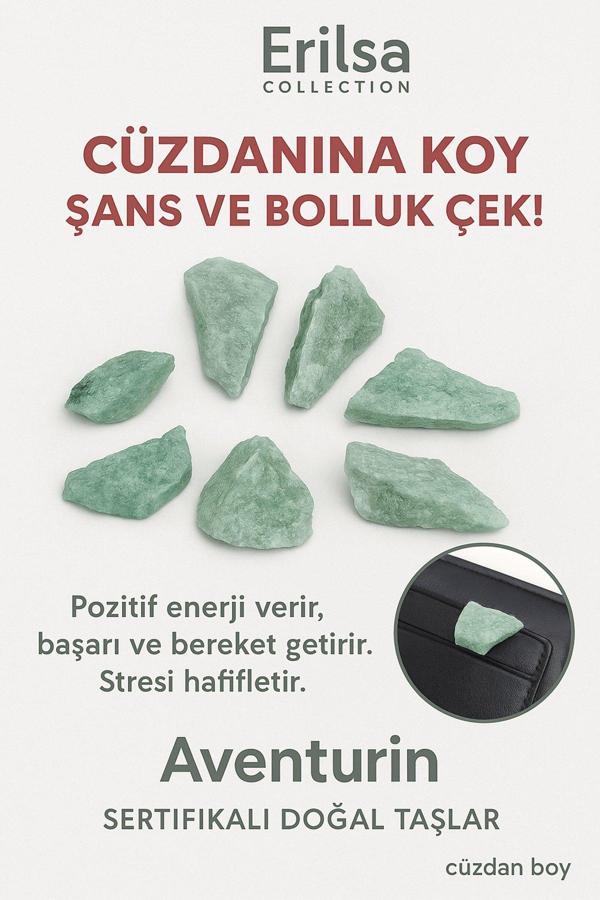 Sertifikalı Ham Cüzdan Boy Aventurin Taşı Kütle - El Taşı - Şans, Huzur ve Günlük Denge Taşı - Image 1