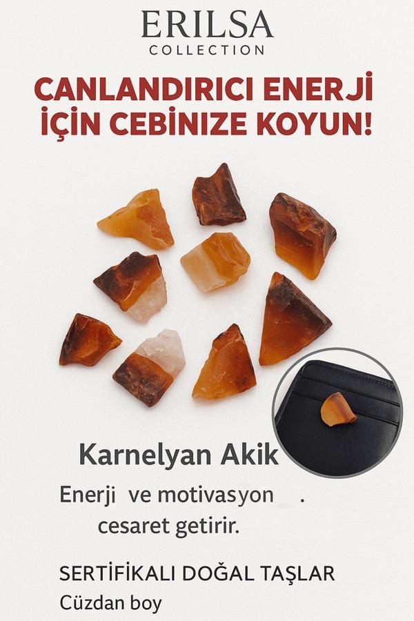 Sertifikalı Ham Cüzdan Boy Karnelyan Akik Taşı Kütle- - Günlük Enerji ve Özgüven Desteği - Image 1