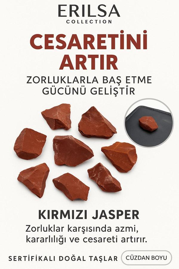 Sertifikalı Ham Cüzdan Boy Kırmızı Jasper Taşı Kütle - El Taşı - Güç, Dayanıklılık ve Günlük Koruma - Image 1