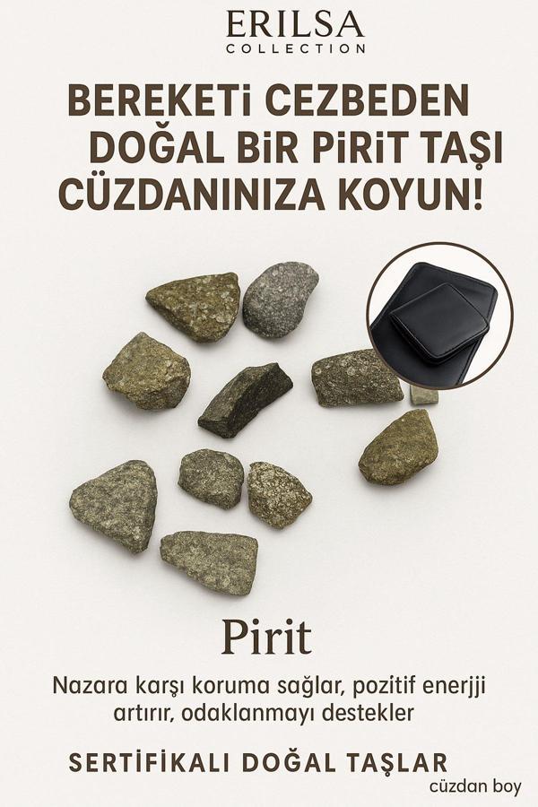 Sertifikalı Ham Cüzdan Boy Pirit Taşı Kütle - Zihinsel Netlik ve Maddi Enerji Koruyucusu - Image 1