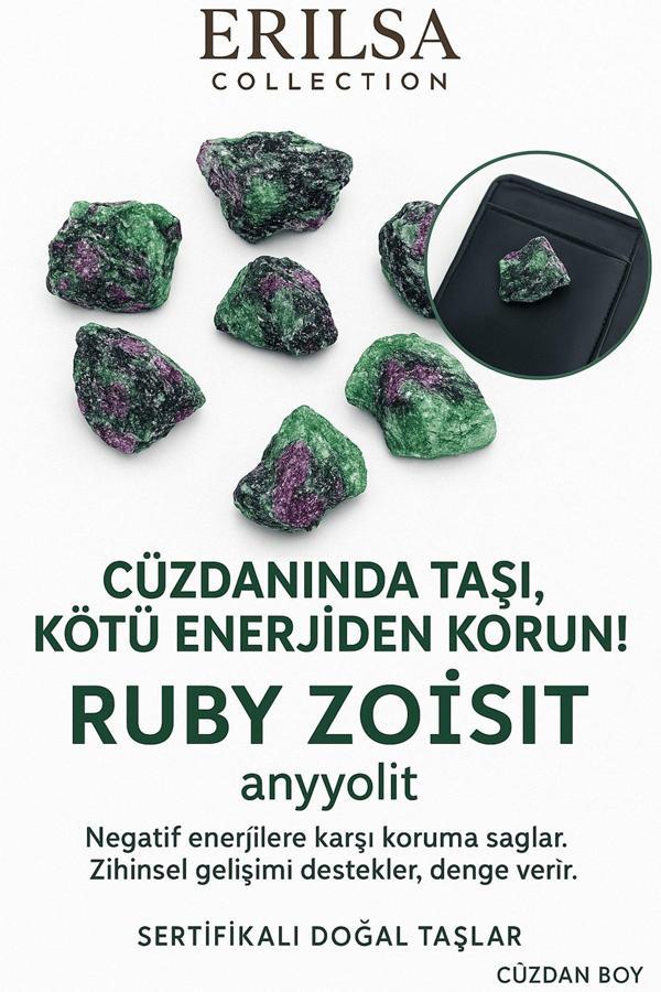 Sertifikalı Ham Cüzdan Boy Ruby Zoisit - Anyolit Taşı Kütle - El Taşı - Canlılık, Denge Ruhsal Güç - Image 1