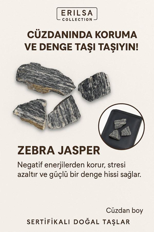 Sertifikalı Ham Cüzdan Boy Zebra Jasper Taşı Kütle - Denge, Kararlılık Günlük Koruma Taşı - Image 1