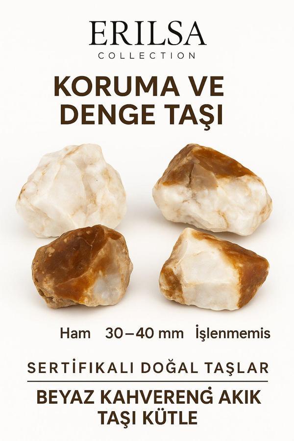 Sertifikalı Ham İşlenmemiş Beyaz - Kahverengi Akik Taşı Kütle – El Taşı | Topraklayıcı Denge ve Doğal Güç - Image 1