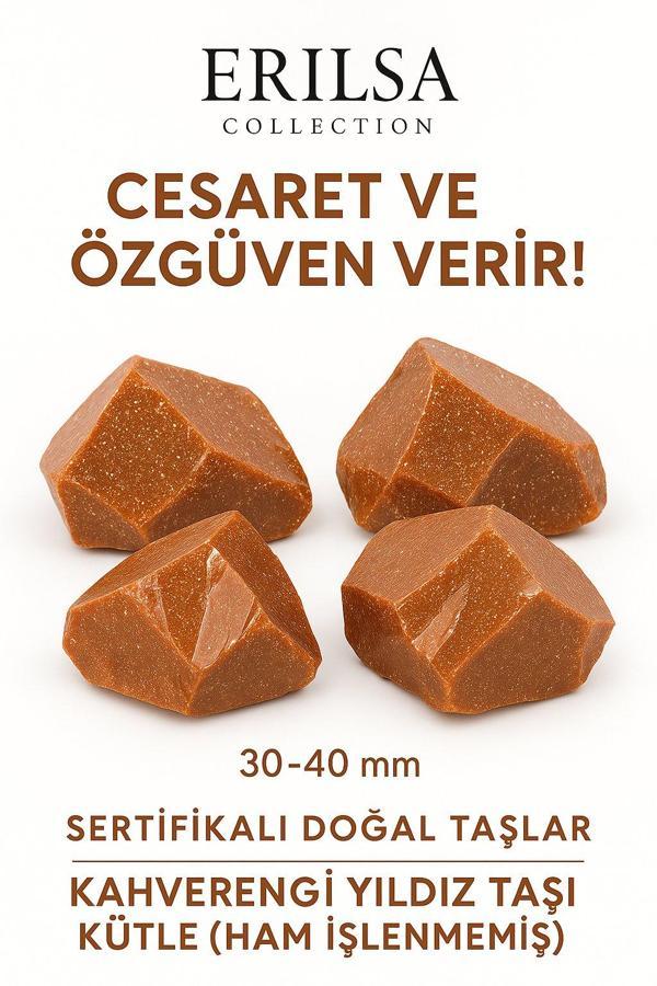 Sertifikalı Ham İşlenmemiş Kahverengi Yıldız Taşı Kütle – El Taşı Odaklanma Kararlılık Parlayan Güç - Image 1