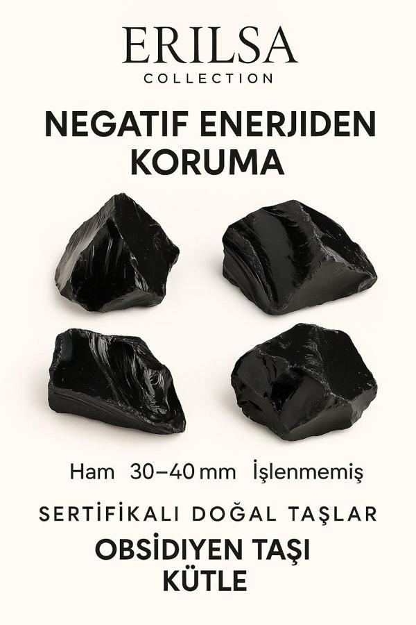 Sertifikalı Ham Siyah Obsidyen Taşı Kütle – El Taşı Negatif Enerji Kalkanı Derin Arınma Gücü - Image 1