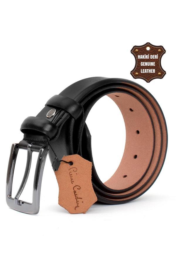 Pierre Cardin PC401 Erkek 4 cm Hakiki Deri Kemer Siyah - Image 1