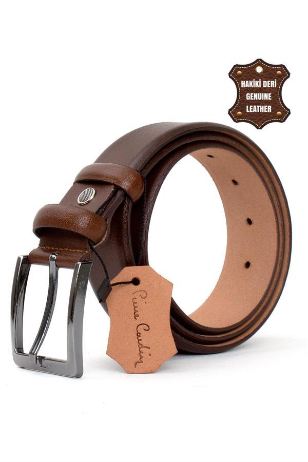 Pierre Cardin PC401 Erkek 4 cm Hakiki Deri Kemer Camel - Image 1