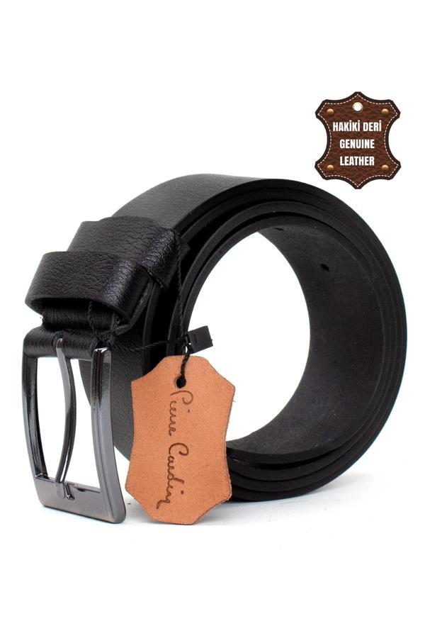 Pierre Cardin PC402 Erkek 4 cm Hakiki Deri Kemer Siyah - Image 1