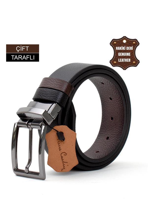 Pierre Cardin PC406 Erkek 4 cm Çift Taraflı Kemer Kahverengi - Image 1