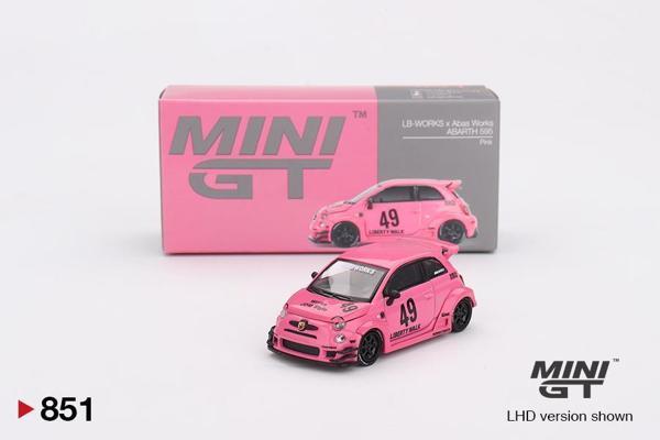 Mini GT Abarth 595 Lb-Works x Abas Works Pink 851 - Image 1