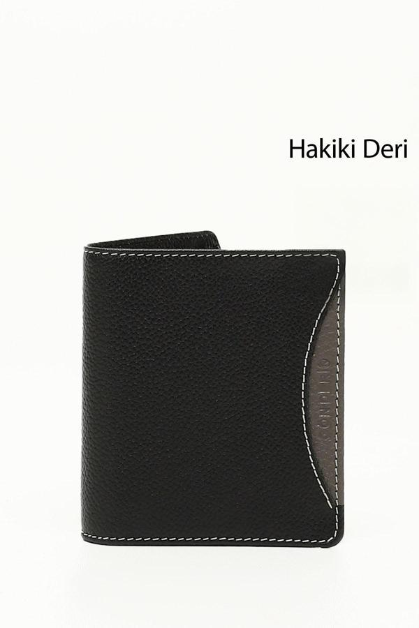 Erkek Siyaha Antrasit Hakiki Deri Dikey Cüzdan - Image 1