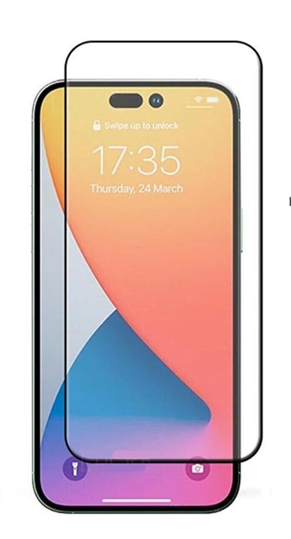 Apple iPhone 14 Pro Max Uyumlu Tam Kaplayan 5d Ekran Koruyucu Cam Black Logis - Image 1